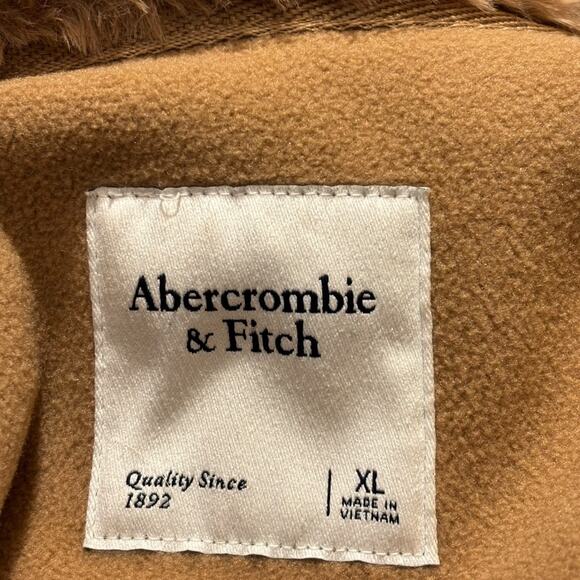 Abercrombie & Fitch NWOT Half-Zip Faux Fur Tan Sweatshirt Size XL - Picture 4 of 5